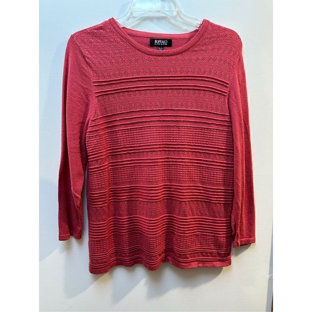Buffalo David Bitton women’s red knit 3/4 sleeve sweater size XL #26-0753